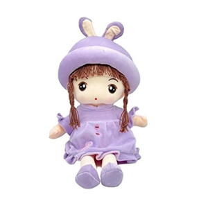 عروسک دختر کلاه خرگوشی یاسی 55 سانتی متر_اسباب بازی